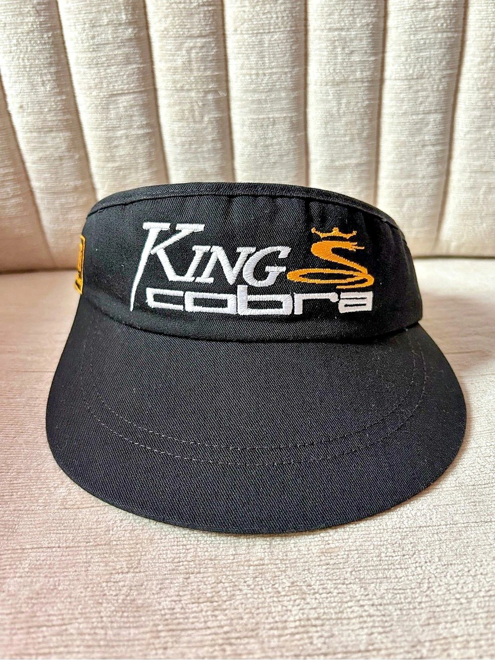 Vintage King Cobra Golf Visor Hat Black Made In USA Ti Titanium Embroidered